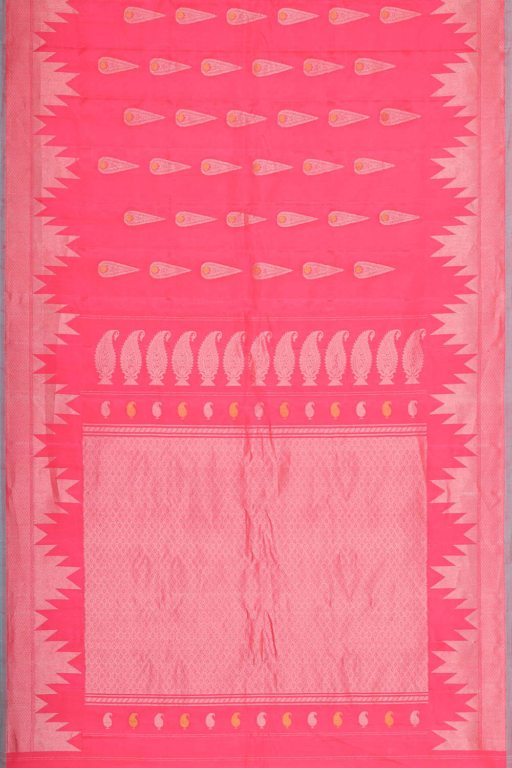 Image of Gadwal Silk Peach Pink Saree